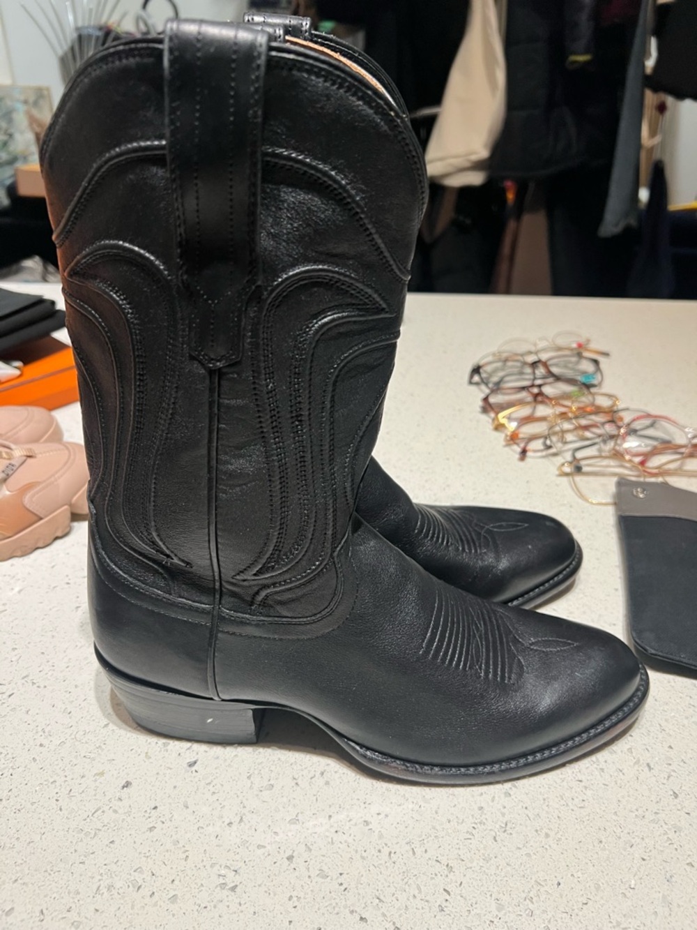 Tecovas Cartwright black leather boots size 9